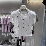 Heavy- Butterfly Embellishment Sequin Tee