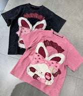 Heavy Embroidery Butterfly Rabbit Tee
