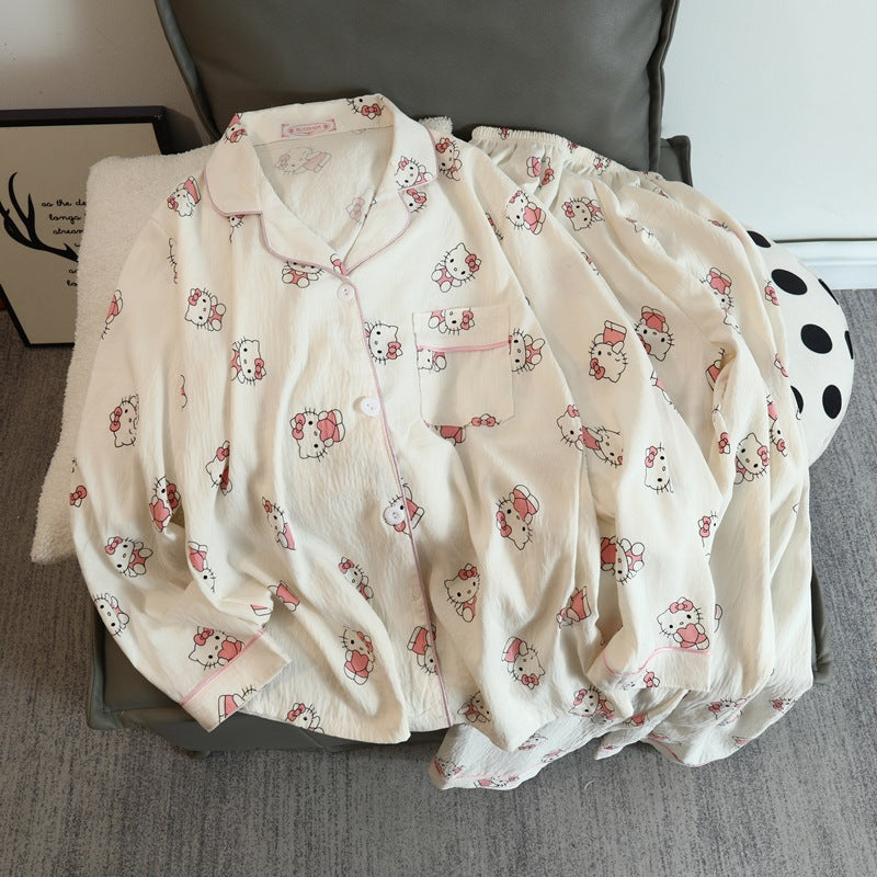 Cozy Pajama Shirt-HELLE KITTY