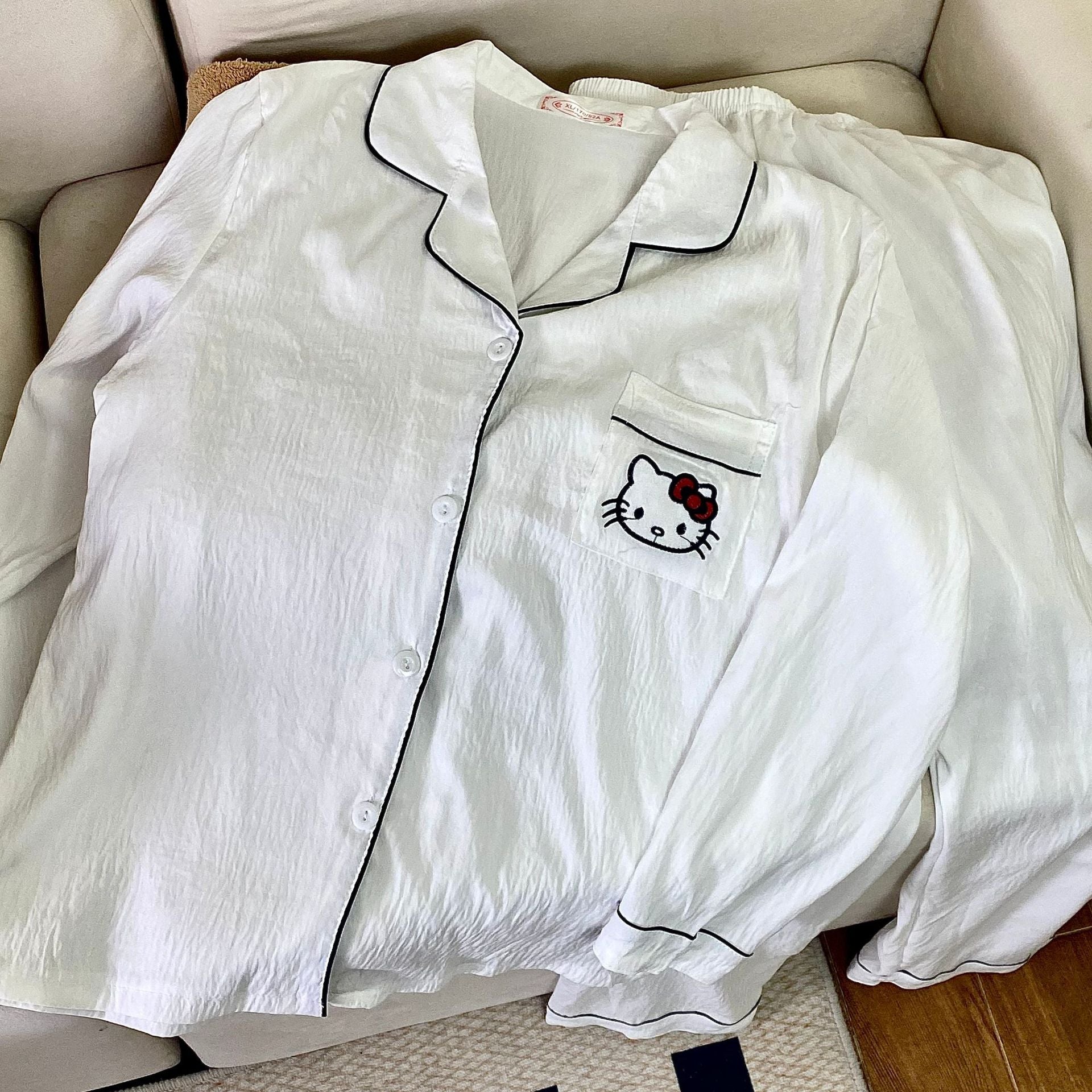 Cozy Pajama Shirt-HELLE KITTY