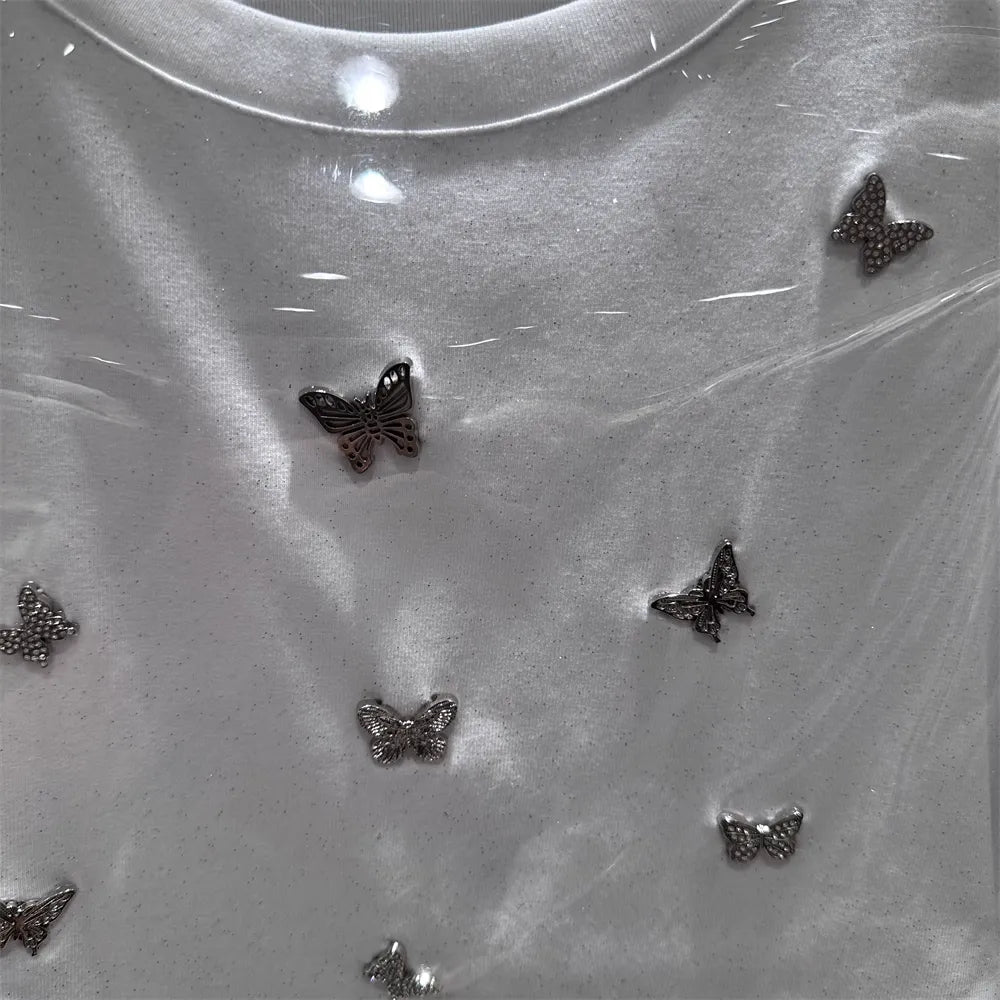 Heavy- Butterfly Embellishment Sequin Tee