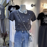 Heavy- Butterfly Embellishment Sequin Tee