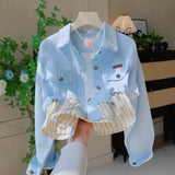 Patchwork Two-Tone Shirt Jacket - French Polo Collar Design