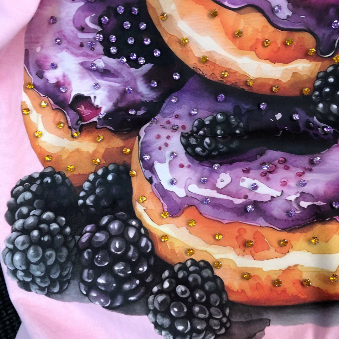 Heavy Beaded Donut Print Short Sleeve