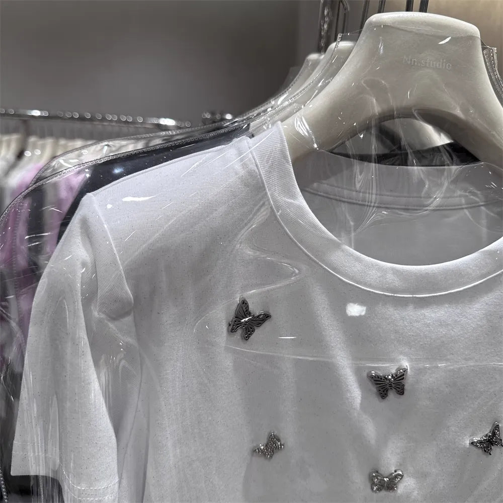 Heavy- Butterfly Embellishment Sequin Tee