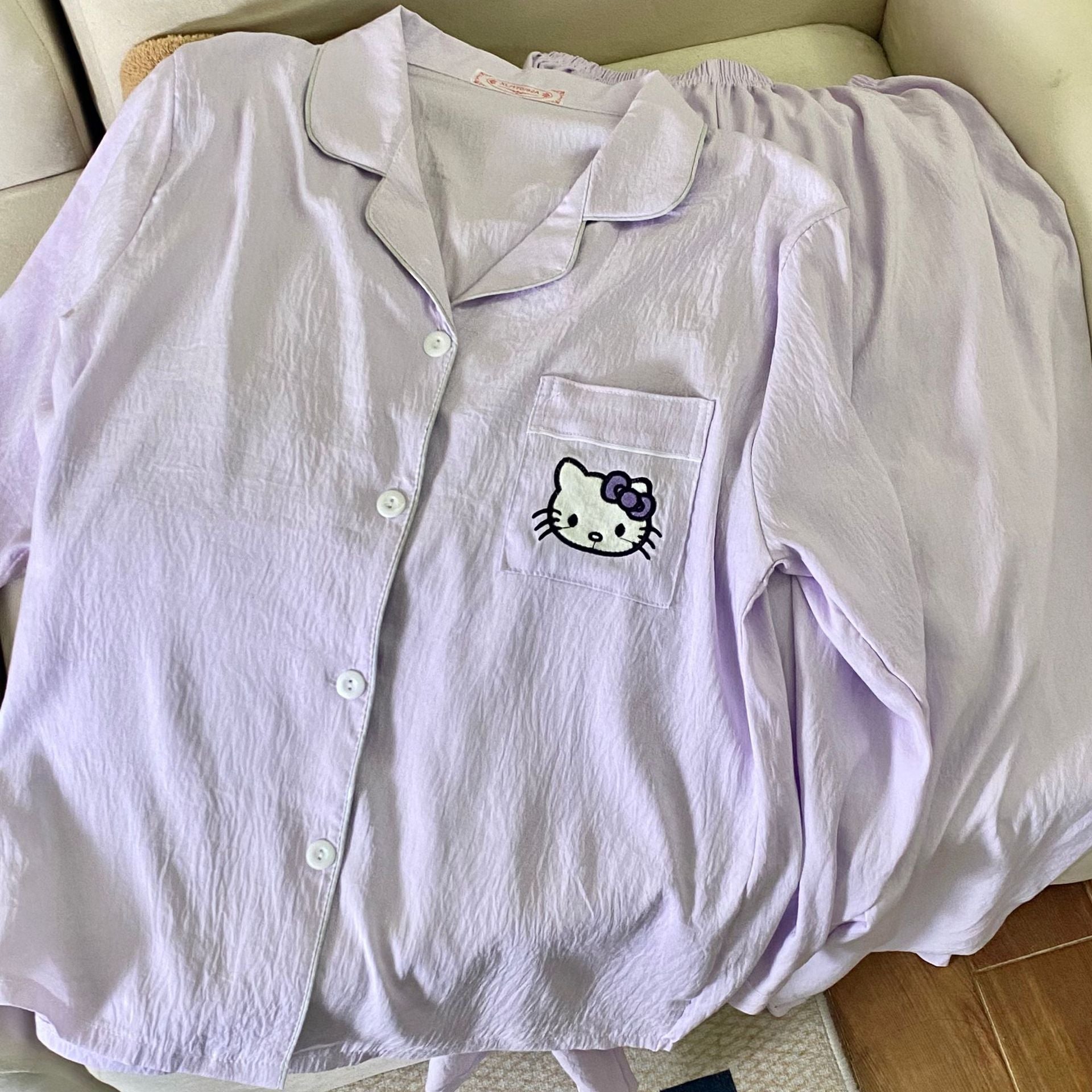Cozy Pajama Shirt-HELLE KITTY
