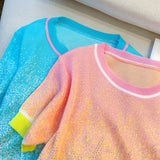 Gradient color hot diamond-heavy ice silk sweater