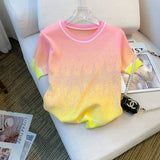 Gradient color hot diamond-heavy ice silk sweater