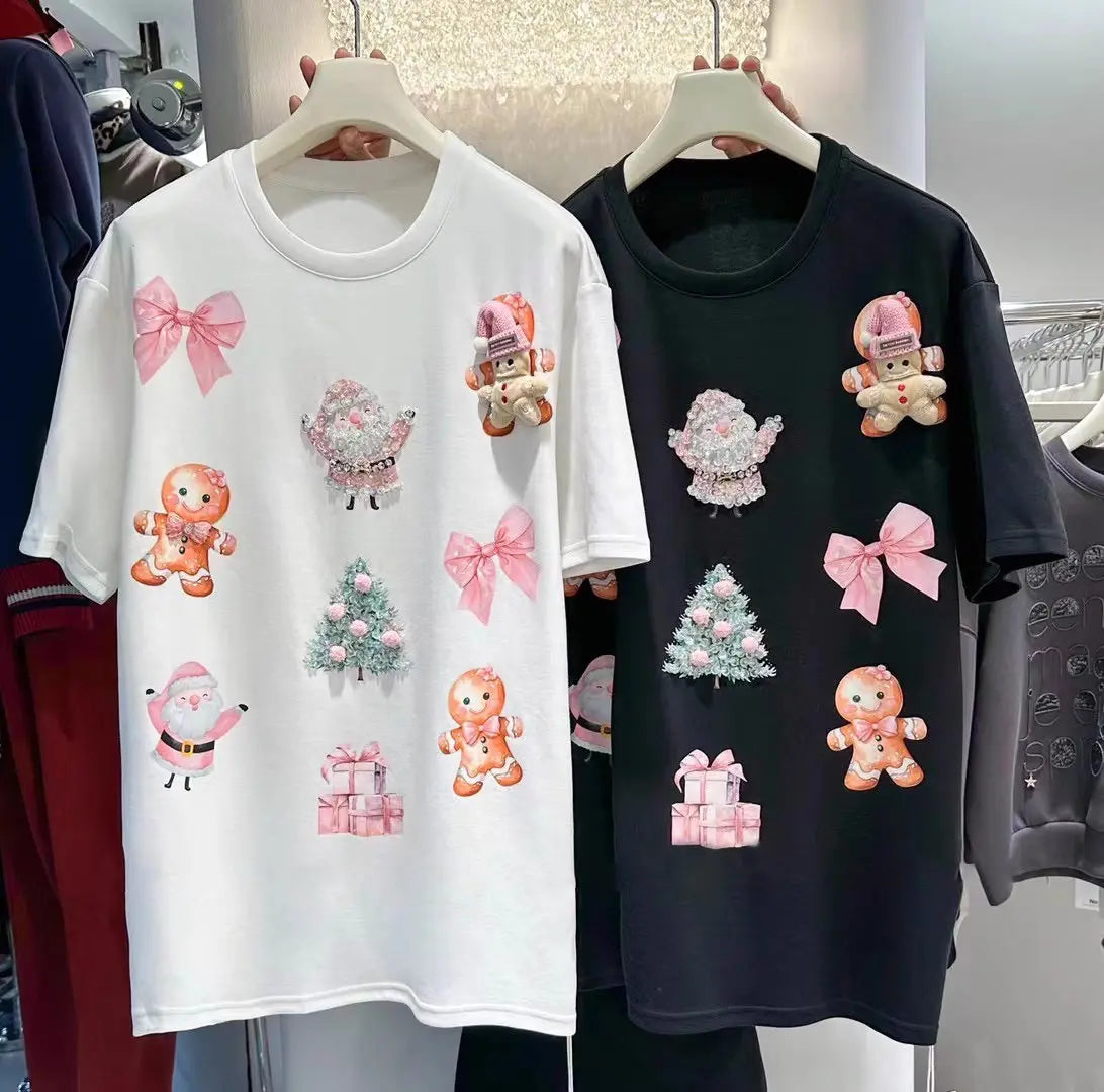 ✨Holiday Luxe Tee✨ 3D Snowflake Embroidery + Handset Crystals